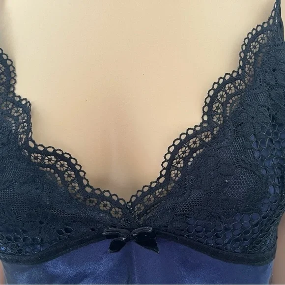 LINEA Donatella lace dark purple lingerie adjustable spaghetti strap bow Women M - Picture 13 of 15